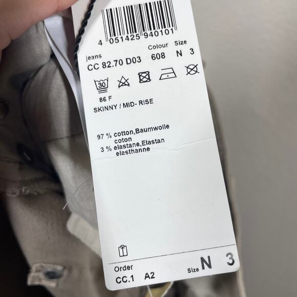 Marc Cain Womens 3/8 US Khaki Straight Leg Jeans Pants Tan Cotton Blend Pockets - Picture 12 of 15